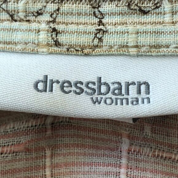Dress Barn 1X Button-Up Shirt Pink Green Brown - Picture 7 of 8